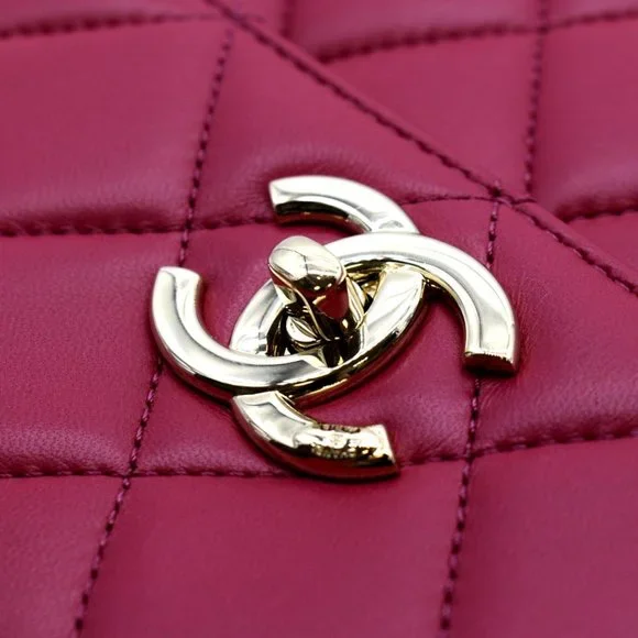 CHANEL  Trendy CC Top Handle Flap Quilted Leather Shoulder Bag Red - Picture 13 of 13